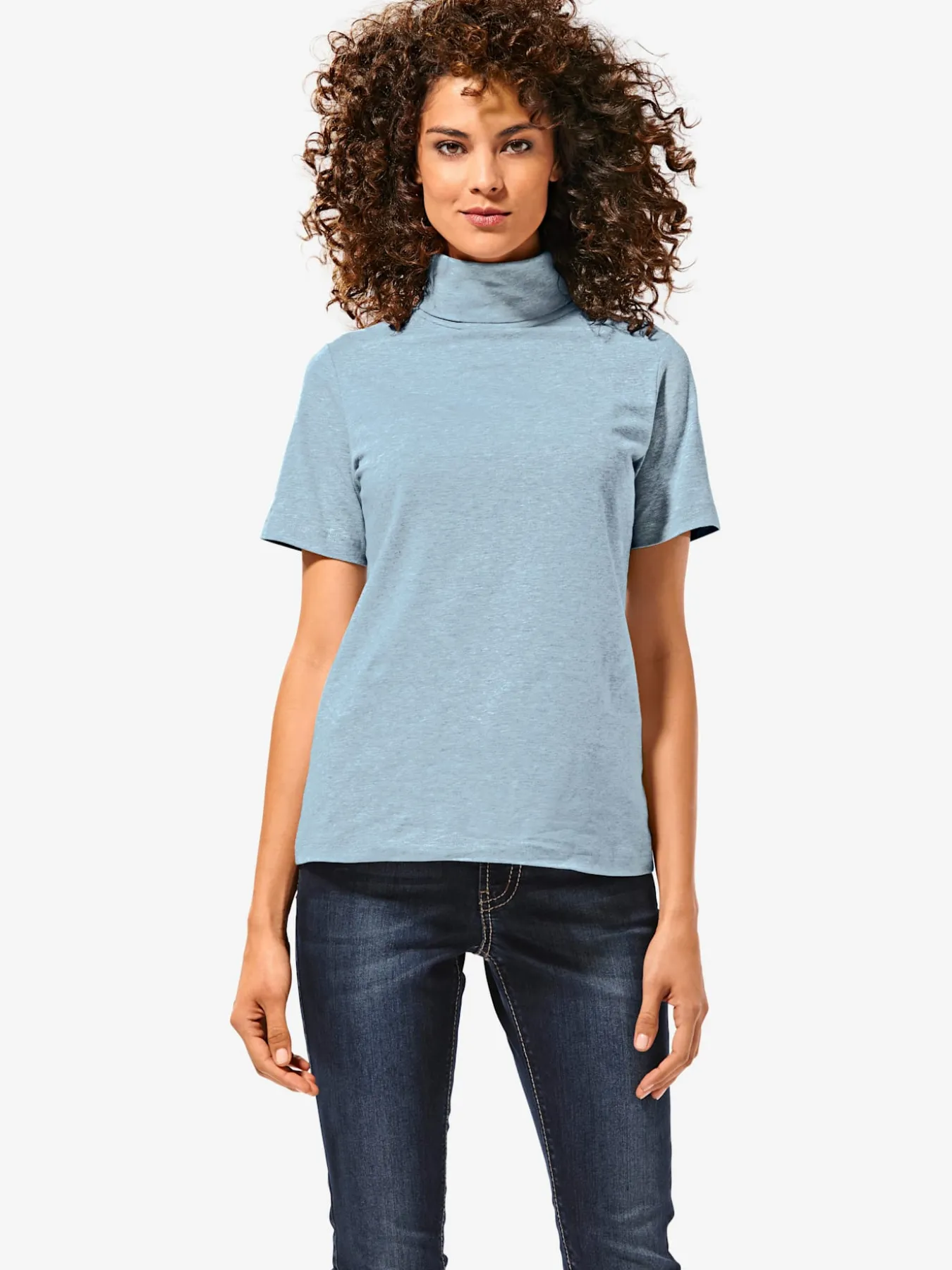 T-shirt à col roulé basique facile à associer avec joli col roulé