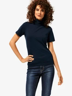 T-shirt à col roulé basique facile à associer avec joli col roulé