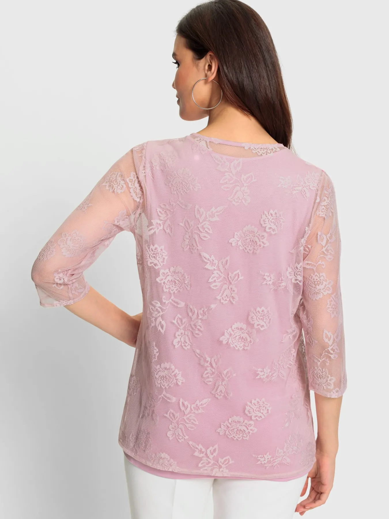 T-shirt 2 en 1 avec dentelle transparente