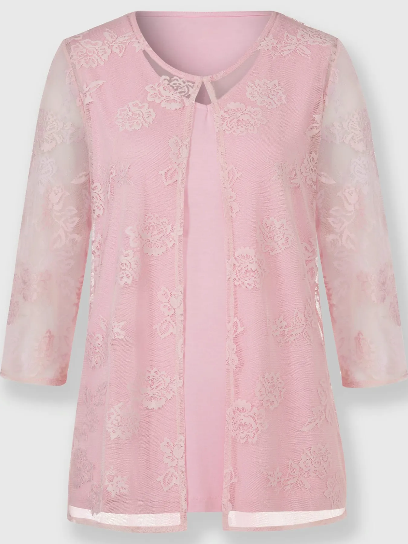 T-shirt 2 en 1 avec dentelle transparente
