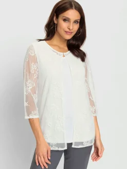 T-shirt 2 en 1 avec dentelle transparente