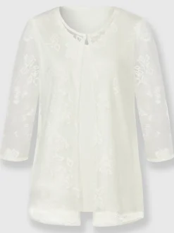 T-shirt 2 en 1 avec dentelle transparente