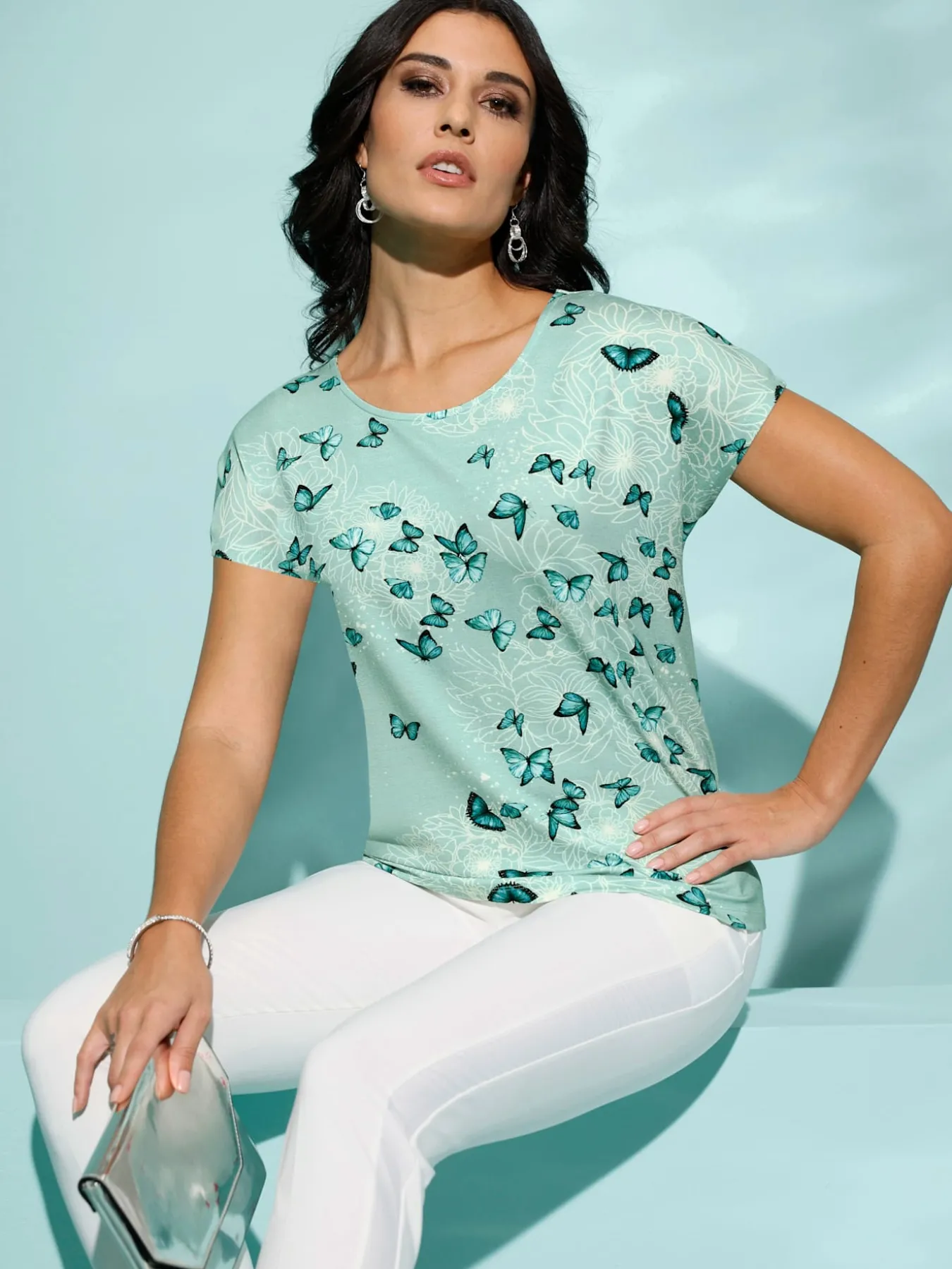 T-shirt à encolure ronde avec viscose (ecovero)