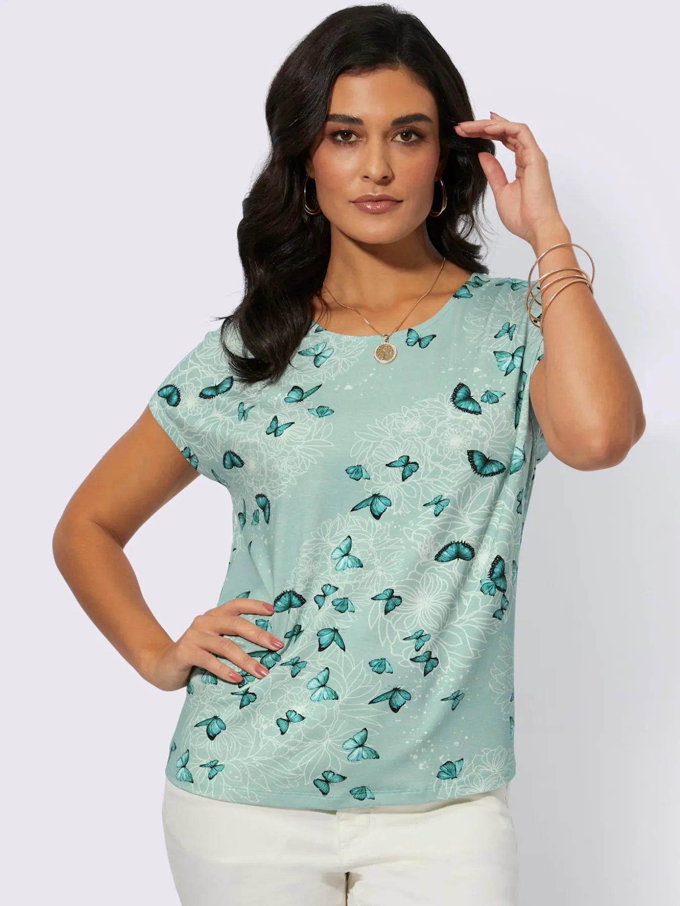 T-shirt à encolure ronde avec viscose (ecovero)
