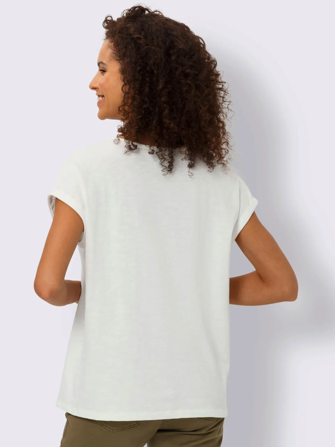 T-shirt à encolure ronde broderie contrastée