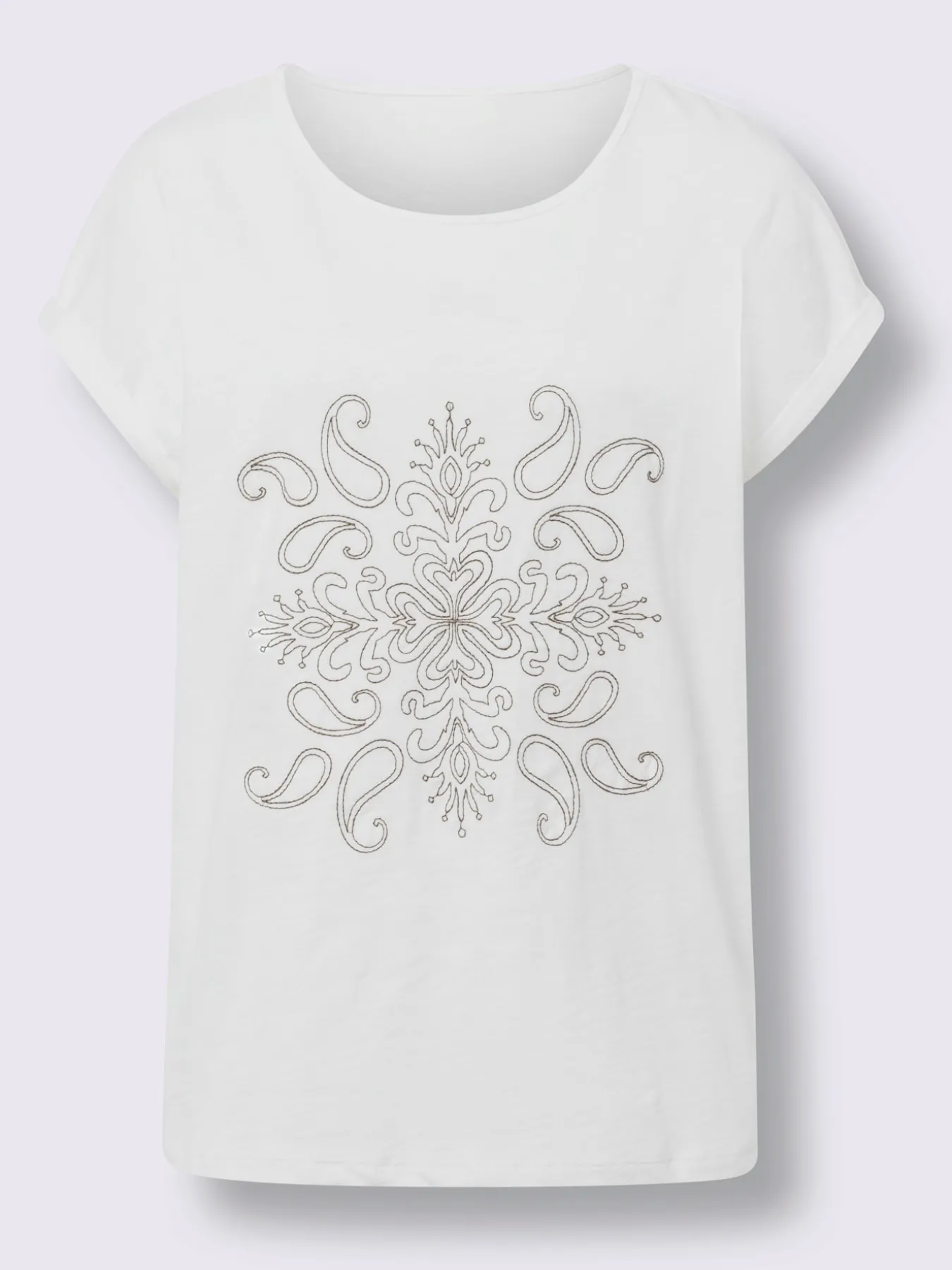 T-shirt à encolure ronde broderie contrastée