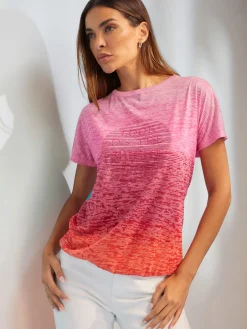 T-shirt à encolure ronde effet vaporeux chic