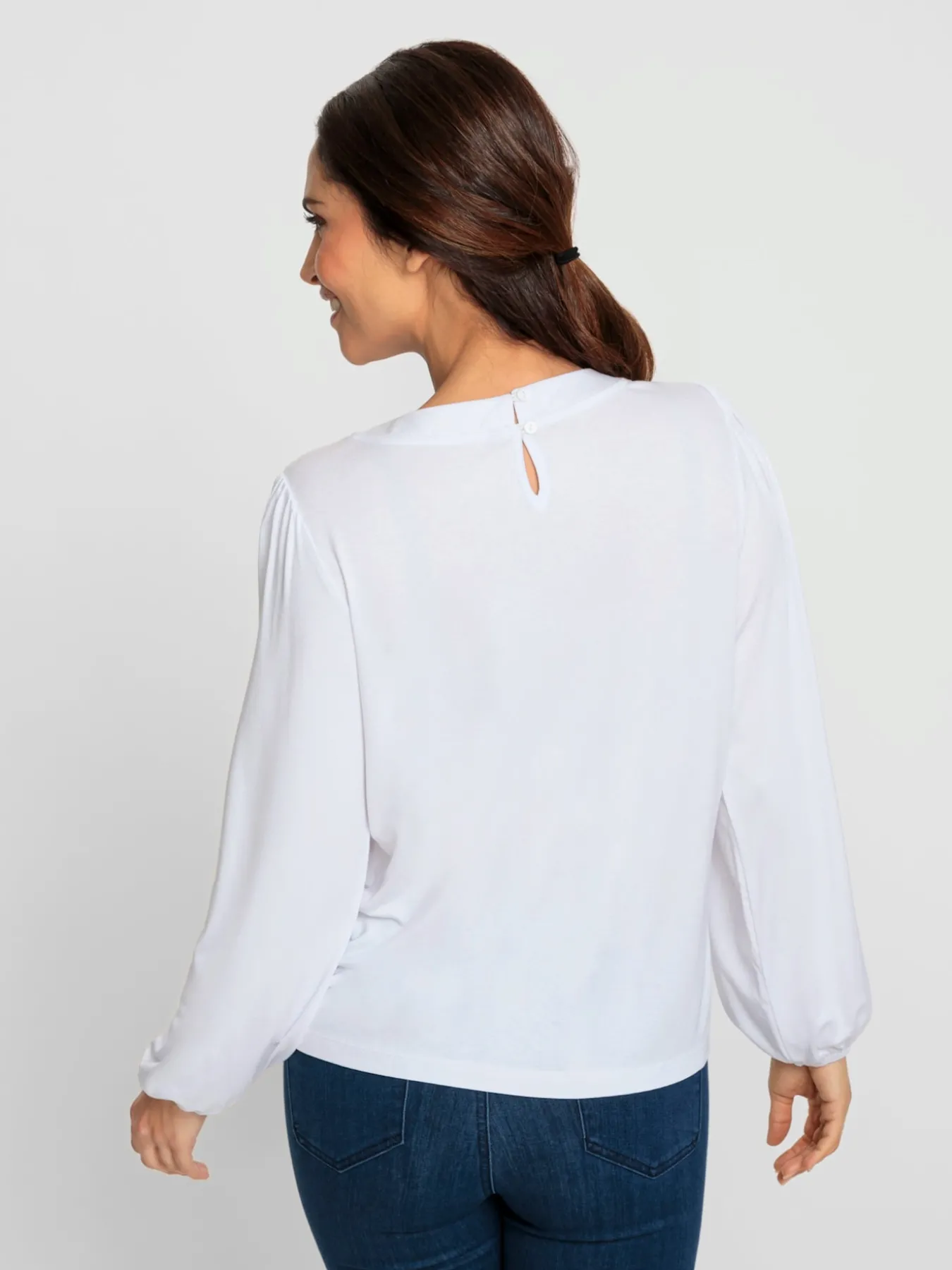T-shirt à encolure ronde empiècement en dentelle