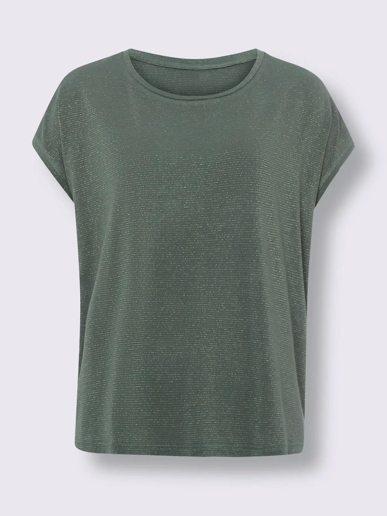 T-shirt à encolure ronde fil fantaisie couleur or