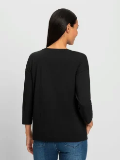 T-shirt à encolure ronde imprimé feuille brillant