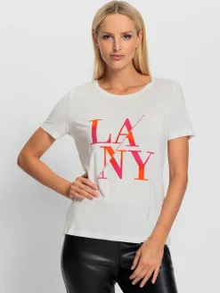 T-shirt à encolure ronde inscription tendance