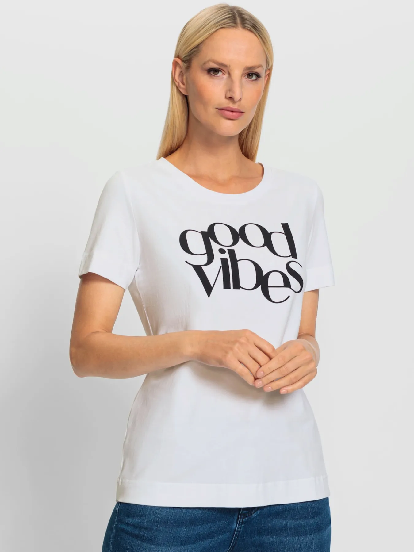 T-shirt à encolure ronde inscription tendance