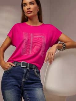 T-shirt à encolure ronde joli imprimé devant