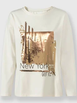 T-shirt à encolure ronde joli imprimé feuille devant
