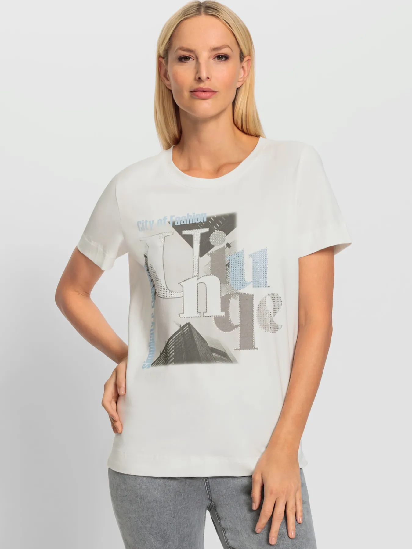 T-shirt à encolure ronde joli imprimé devant