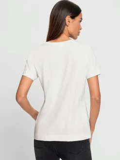 T-shirt à encolure ronde jolies pierres brillantes fantaisie