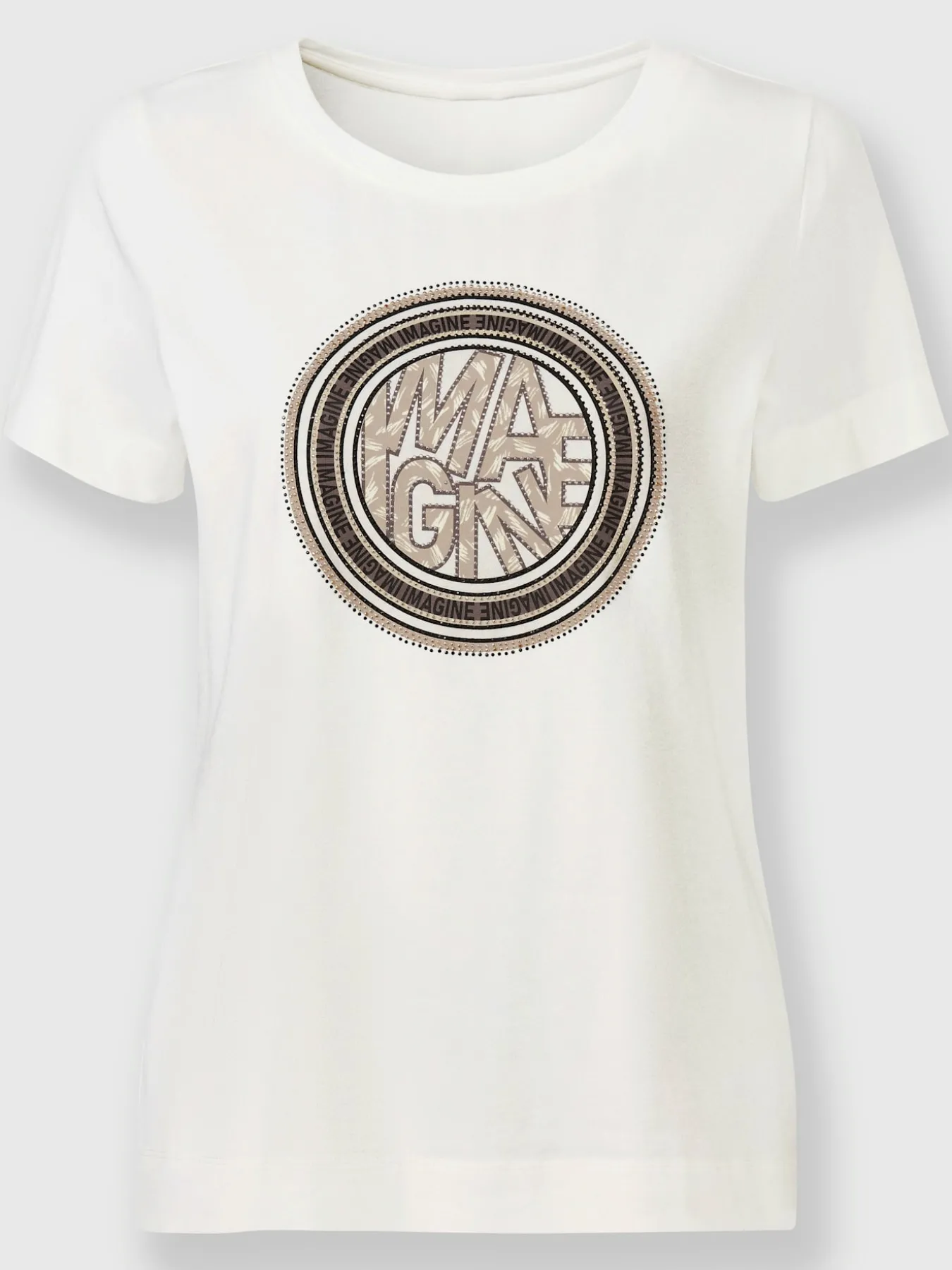 T-shirt à encolure ronde jolies pierres brillantes fantaisie