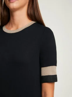 T-shirt à encolure ronde joli mélange de matières