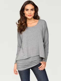 T-shirt à encolure ronde look décontracté tendance, manches chauve-souris