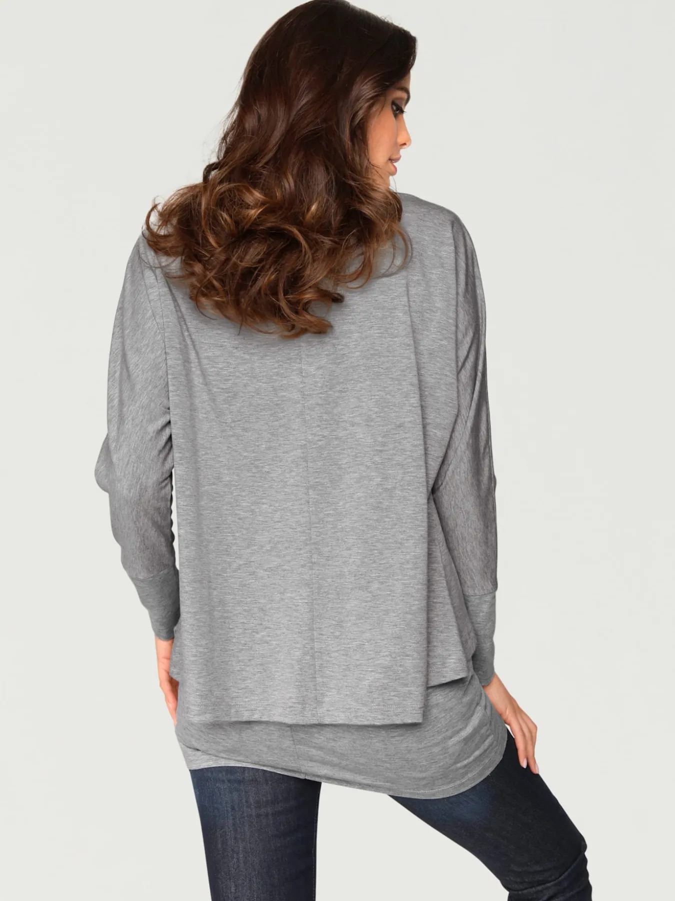 T-shirt à encolure ronde look décontracté tendance, manches chauve-souris