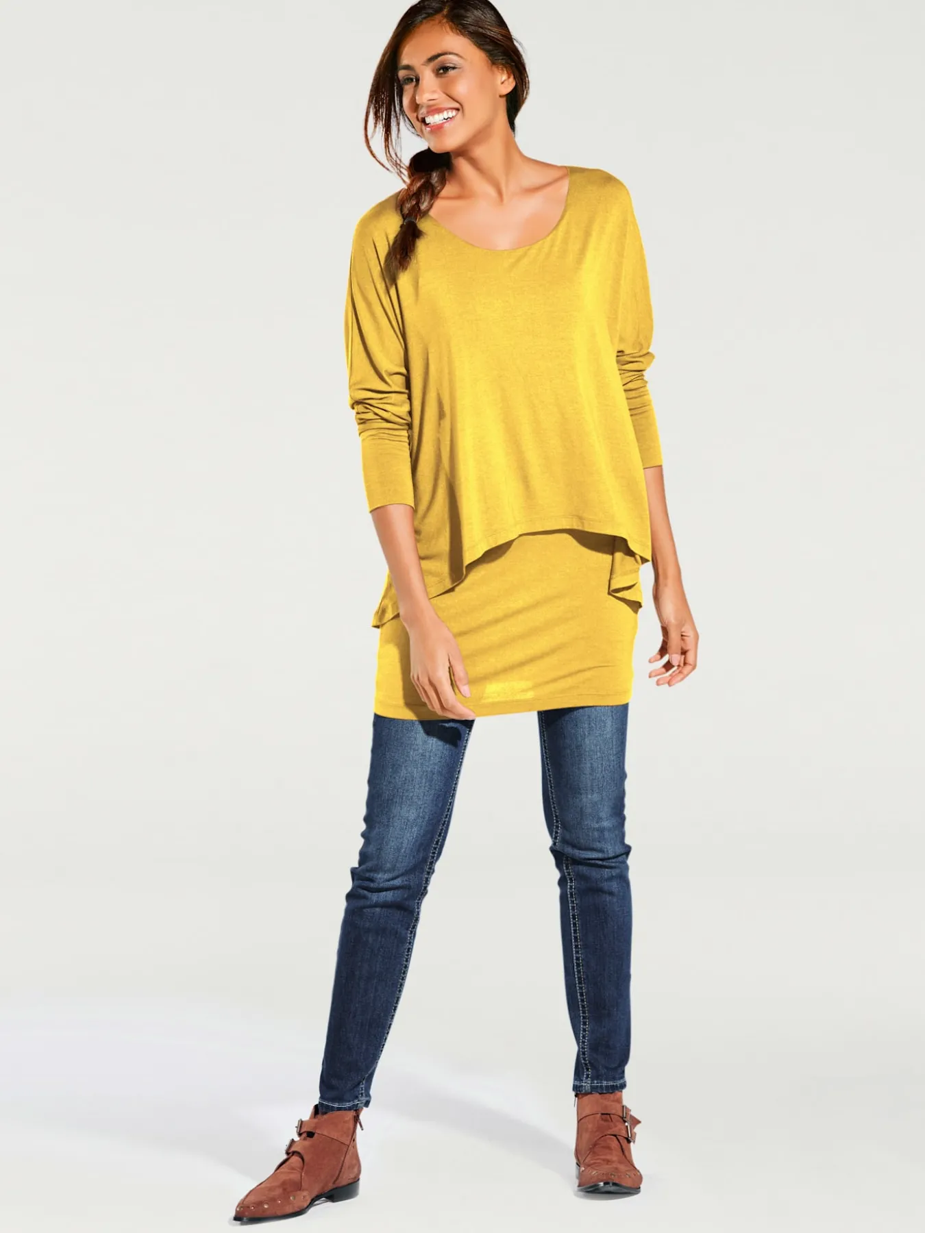 T-shirt à encolure ronde look décontracté tendance, manches chauve-souris