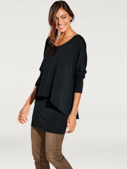 T-shirt à encolure ronde look décontracté tendance, manches chauve-souris