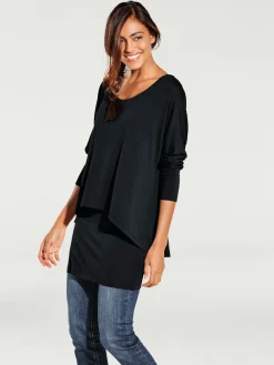 T-shirt à encolure ronde look décontracté tendance, manches chauve-souris