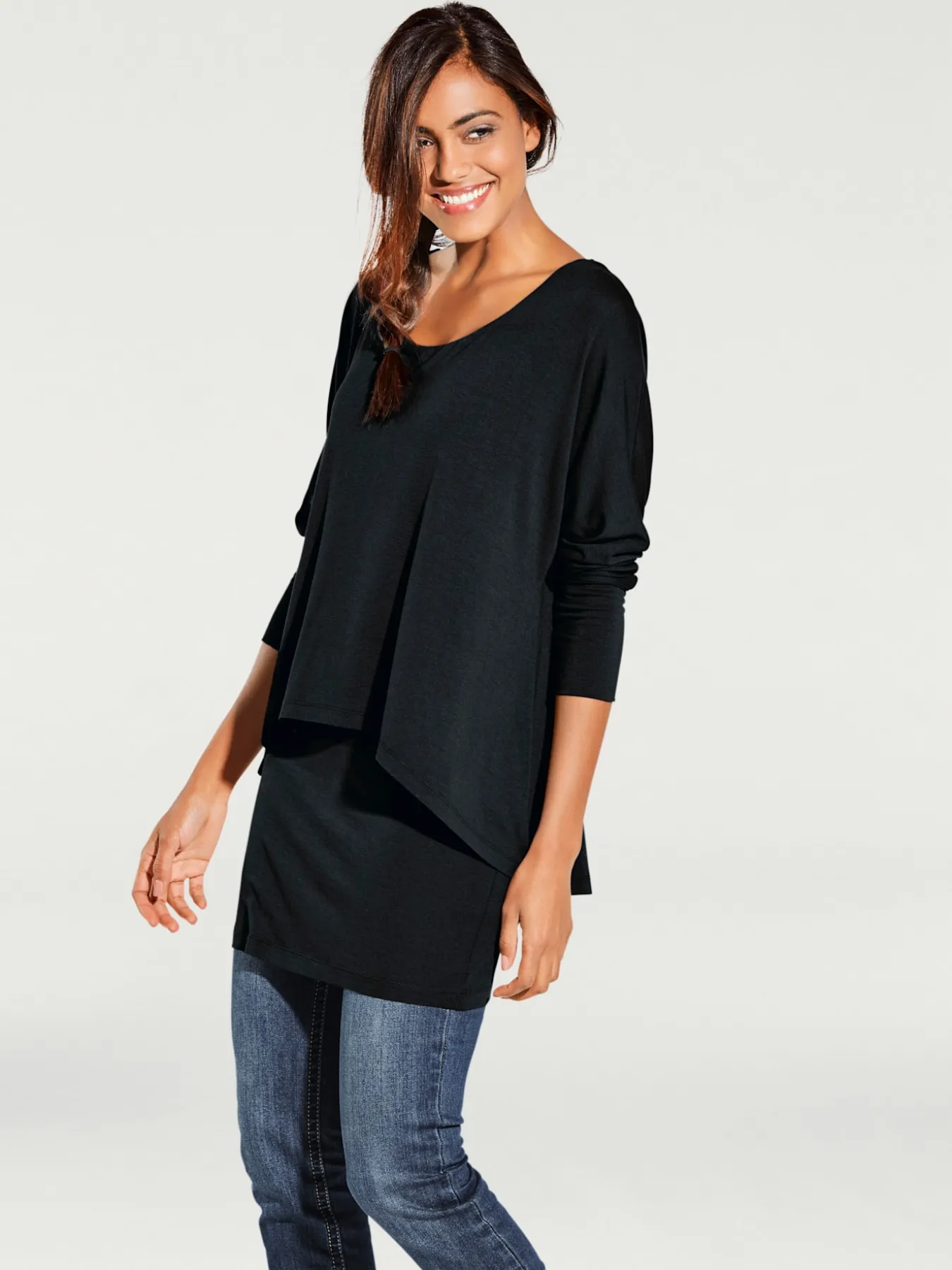 T-shirt à encolure ronde look décontracté tendance, manches chauve-souris