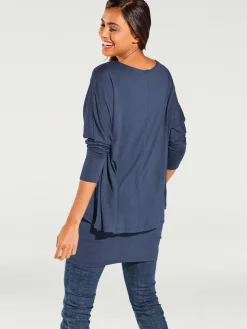 T-shirt à encolure ronde look décontracté tendance, manches chauve-souris