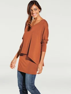 T-shirt à encolure ronde look décontracté tendance, manches chauve-souris
