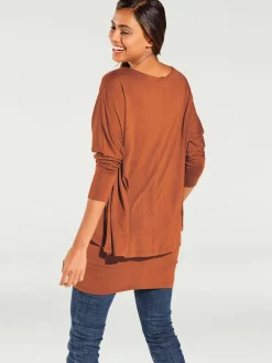 T-shirt à encolure ronde look décontracté tendance, manches chauve-souris