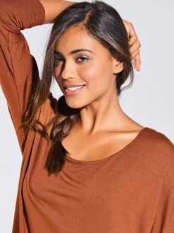 T-shirt à encolure ronde look décontracté tendance, manches chauve-souris