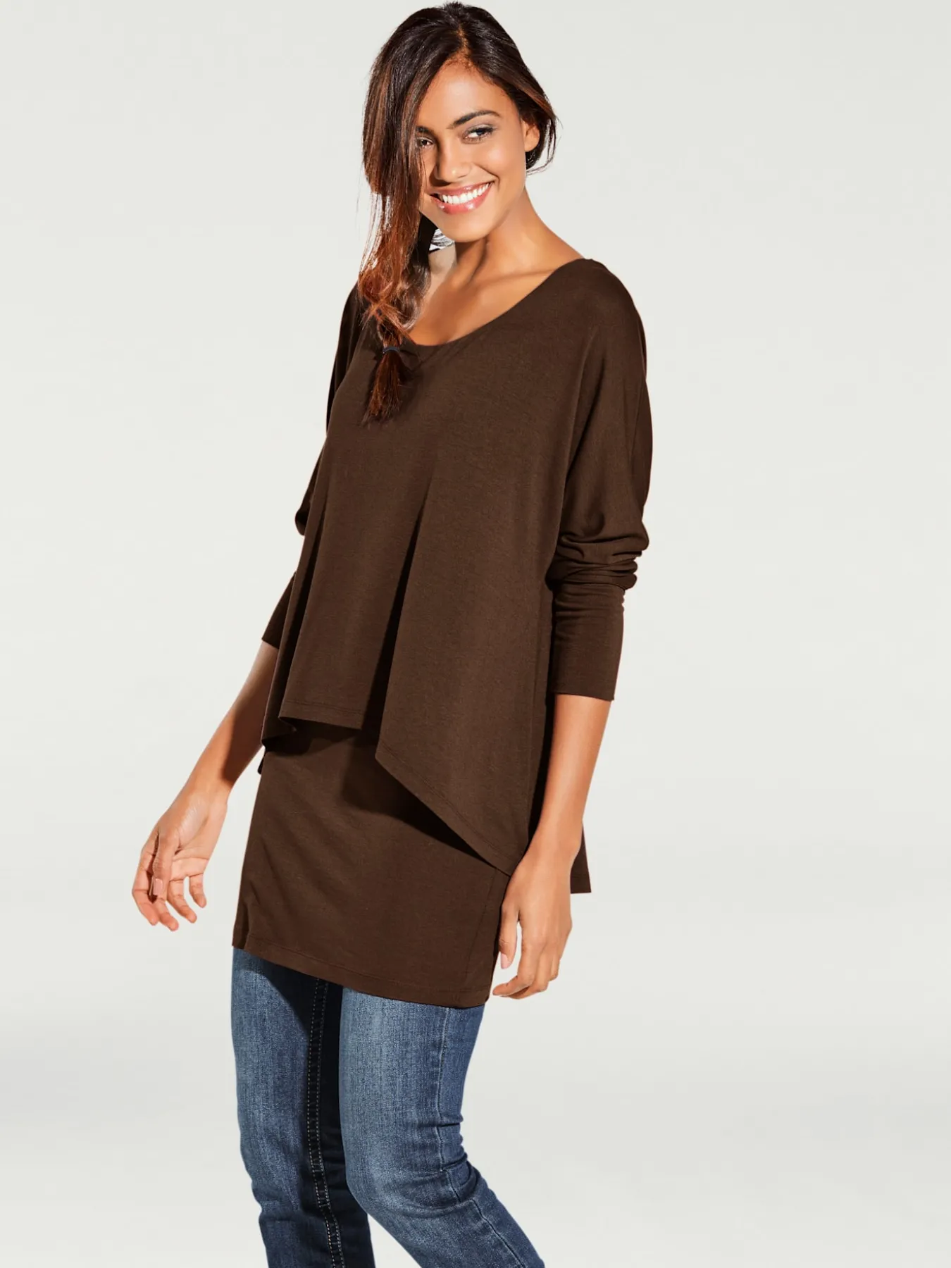 T-shirt à encolure ronde look décontracté tendance, manches chauve-souris