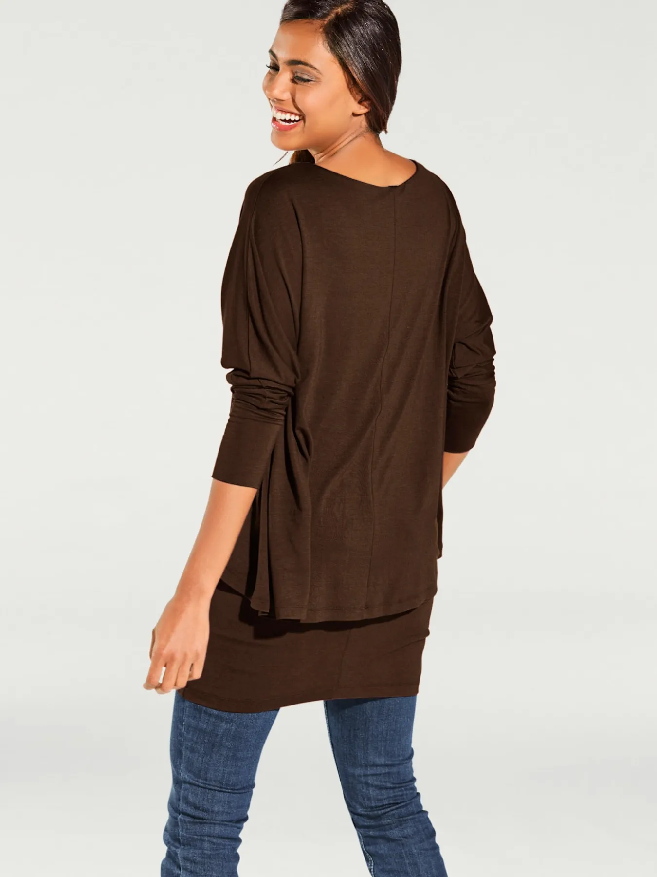 T-shirt à encolure ronde look décontracté tendance, manches chauve-souris