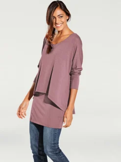 T-shirt à encolure ronde look décontracté tendance, manches chauve-souris