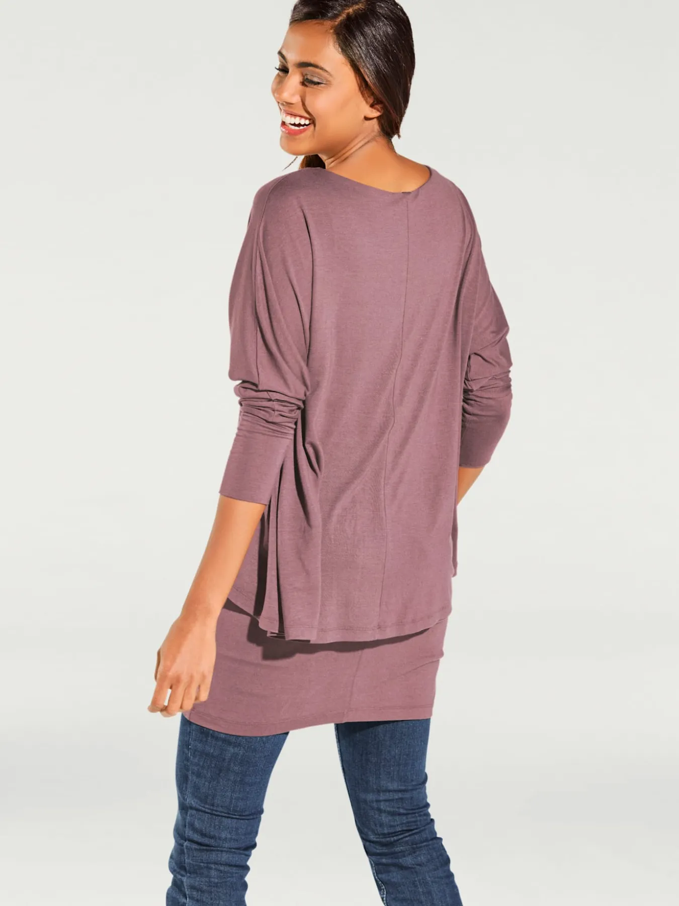 T-shirt à encolure ronde look décontracté tendance, manches chauve-souris