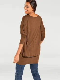 T-shirt à encolure ronde look décontracté tendance, manches chauve-souris