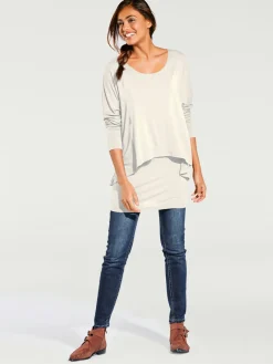 T-shirt à encolure ronde look décontracté tendance, manches chauve-souris
