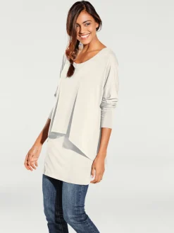 T-shirt à encolure ronde look décontracté tendance, manches chauve-souris
