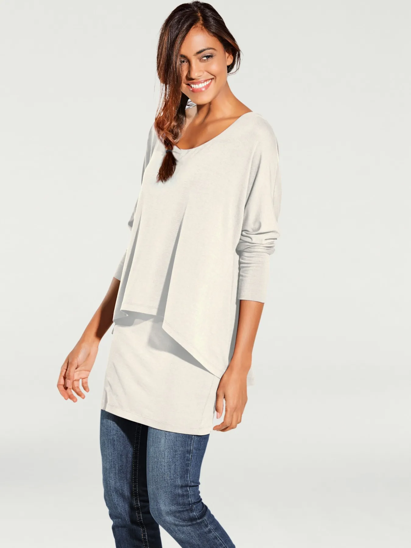 T-shirt à encolure ronde look décontracté tendance, manches chauve-souris