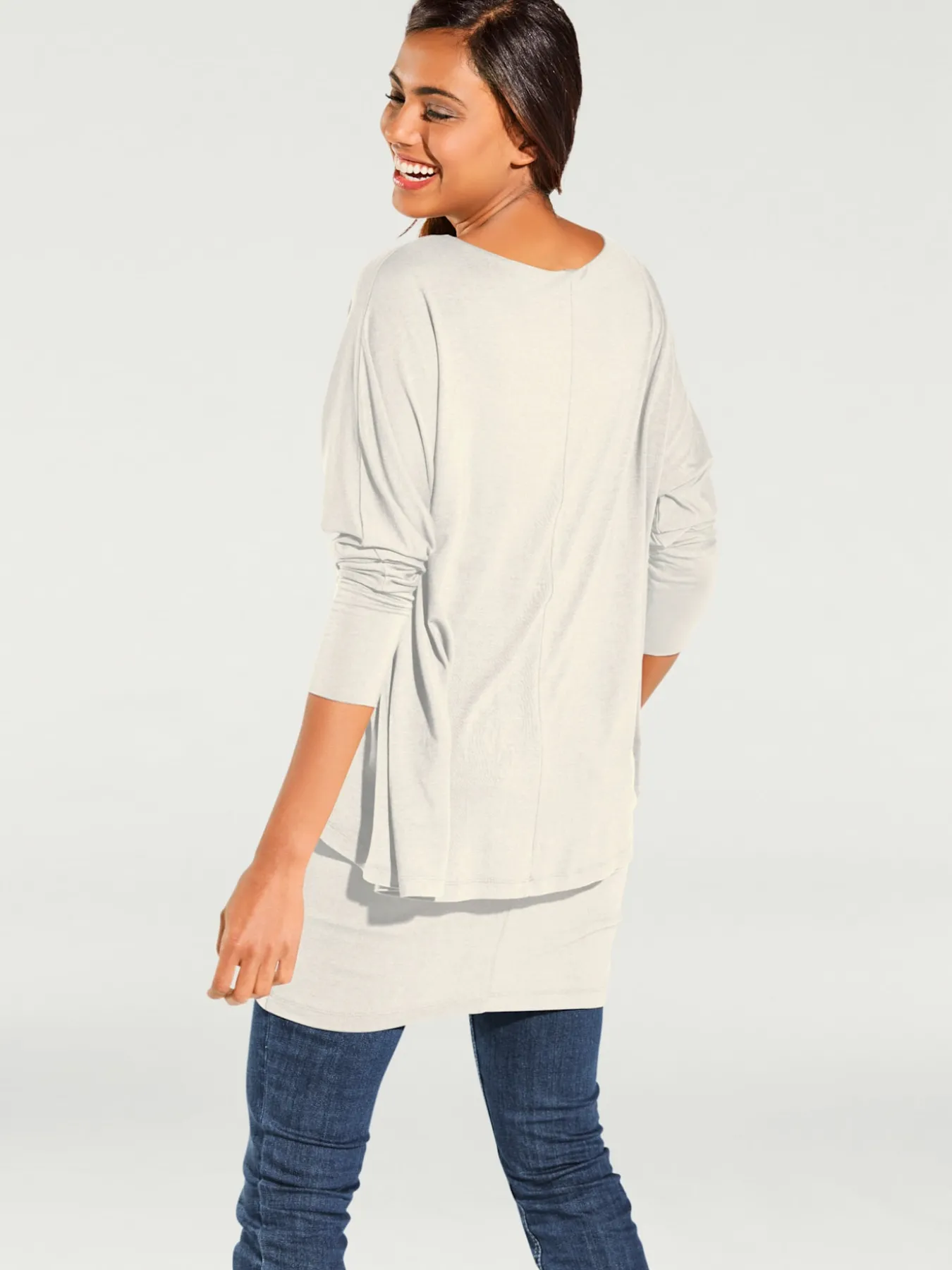 T-shirt à encolure ronde look décontracté tendance, manches chauve-souris