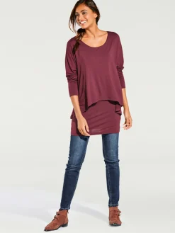 T-shirt à encolure ronde look décontracté tendance, manches chauve-souris