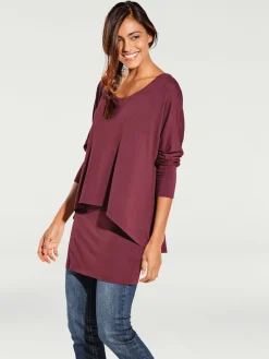 T-shirt à encolure ronde look décontracté tendance, manches chauve-souris