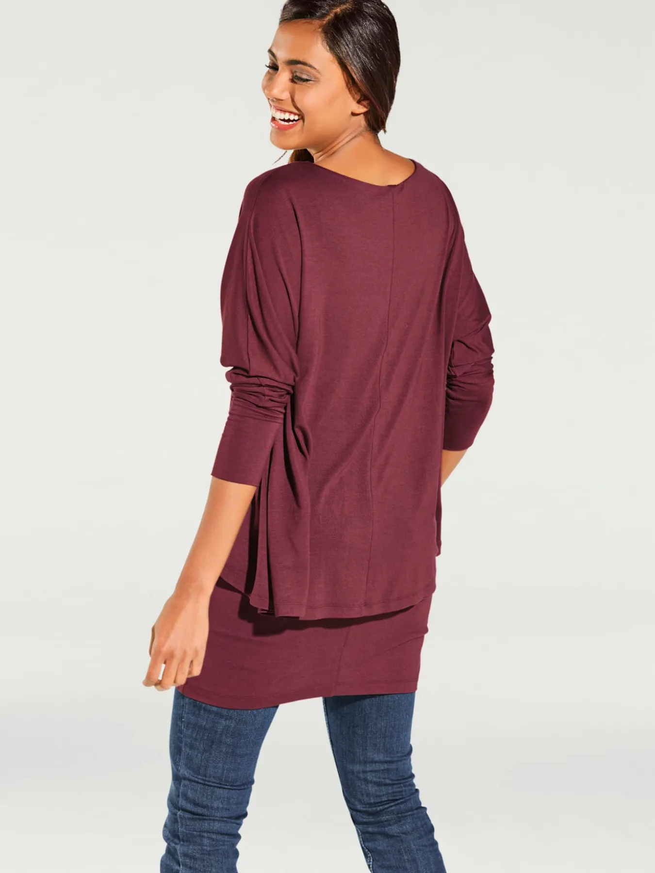 T-shirt à encolure ronde look décontracté tendance, manches chauve-souris