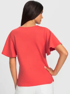 T-shirt à encolure ronde manches chauve-souris affinantes