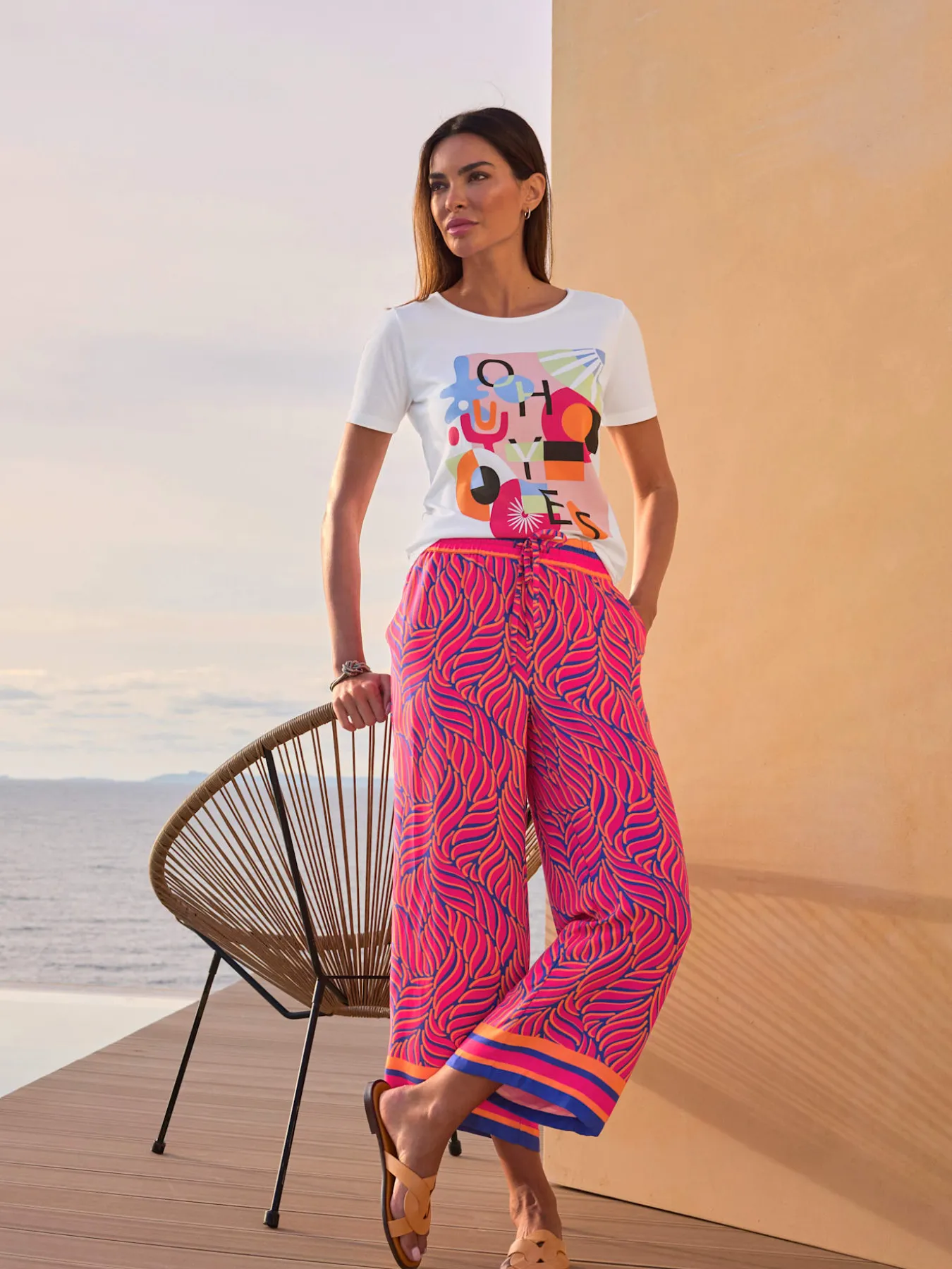 T-shirt à encolure ronde motif imprimé devant
