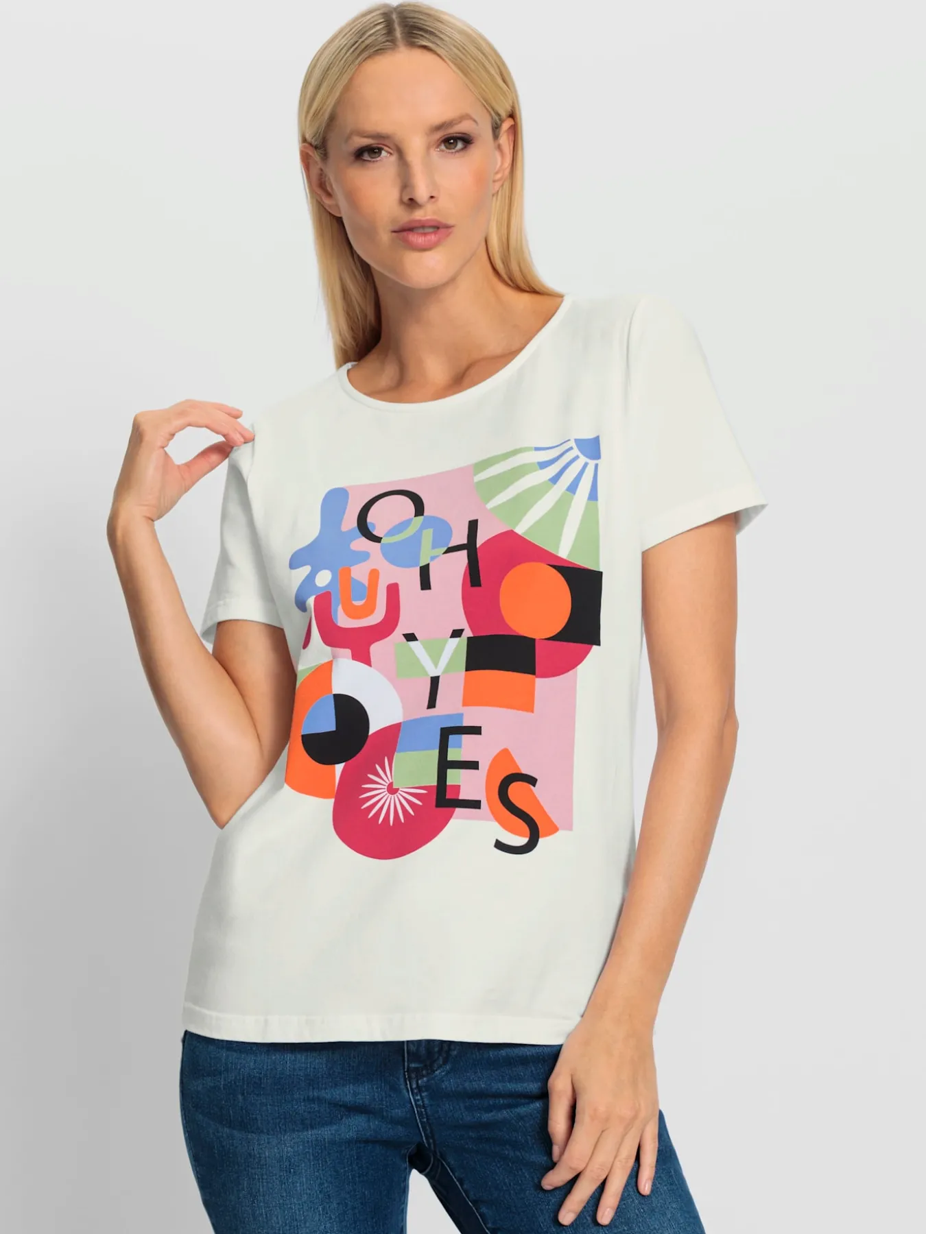 T-shirt à encolure ronde motif imprimé devant