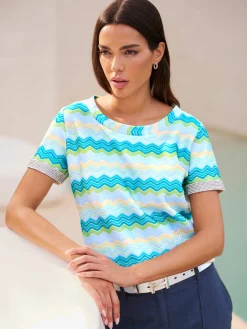 T-shirt à encolure ronde motif structuré tendance