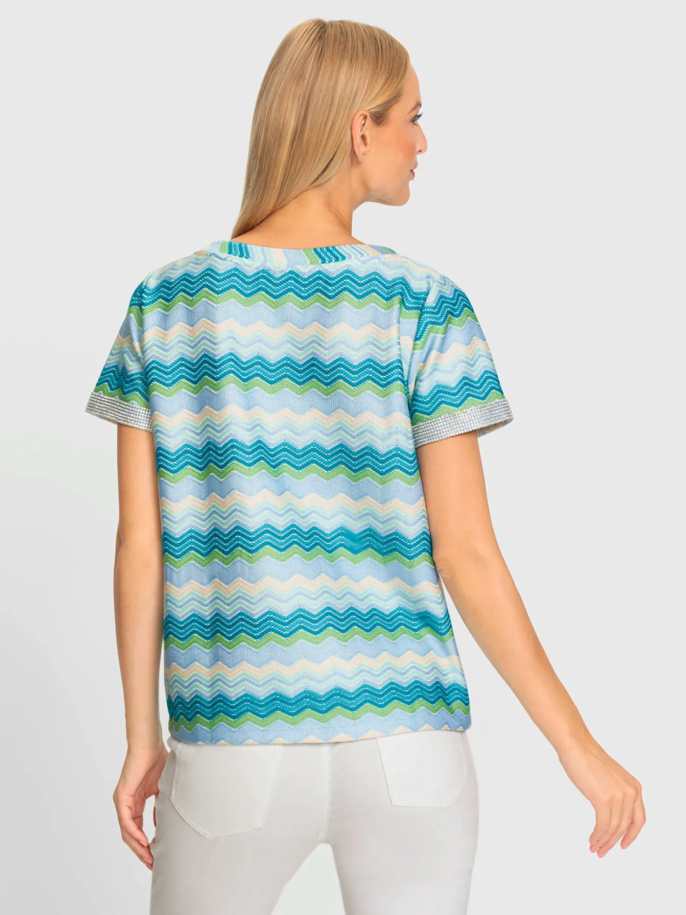 T-shirt à encolure ronde motif structuré tendance