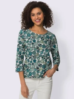 T-shirt à encolure ronde motif imprimé fantaisie